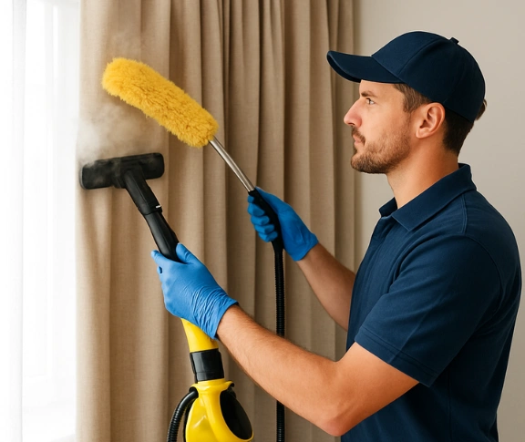 Trusted residential curtain cleaning technician Matty Curtain Cleaning canadian-vic QLD