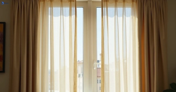 Dull dusty drapes in canadian-vic before professional cleaning